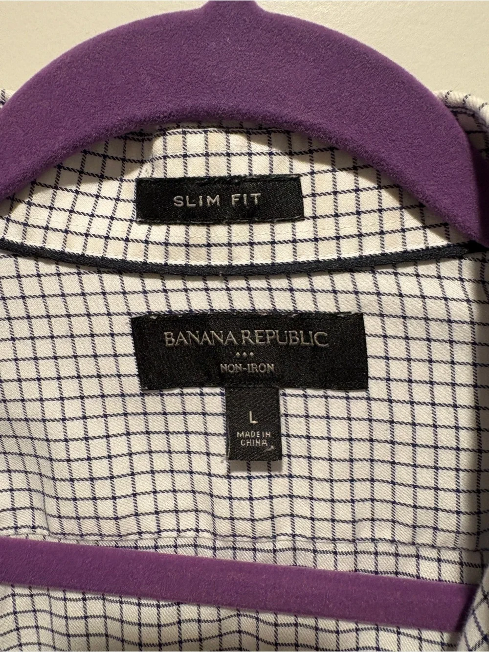 Banana Republic White Shirt with Navy Grid Check